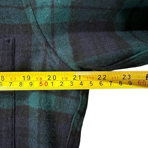 Vintage Pendleton Wool Shirt Plaid Medium Green Blue Button Up 1960s Flannel - Picture 6 of 8